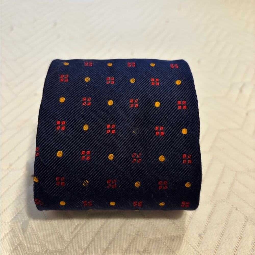 Burberry BLACK LABEL Silk Tie Blue Red Gold - Picture 4 of 5